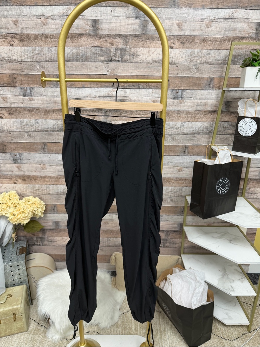 Athleta Black Drawstring Track Joggers